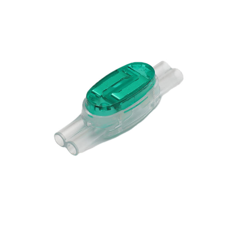 Green color 2 to 2 pin 0.5-0.9mm wire butt connector with grease