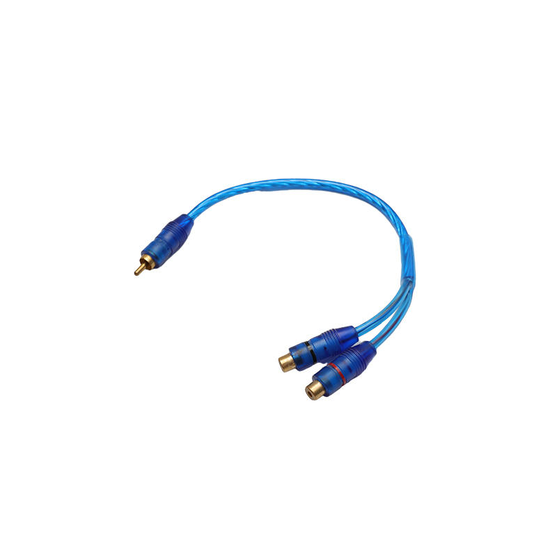  Transparent 1Male-2 Female 2CH Blue PVC Jacket Cable